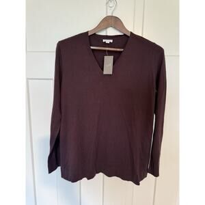 J.Jill Silk & Cotton V-Neck Sweater Dark Fig NWT Medium